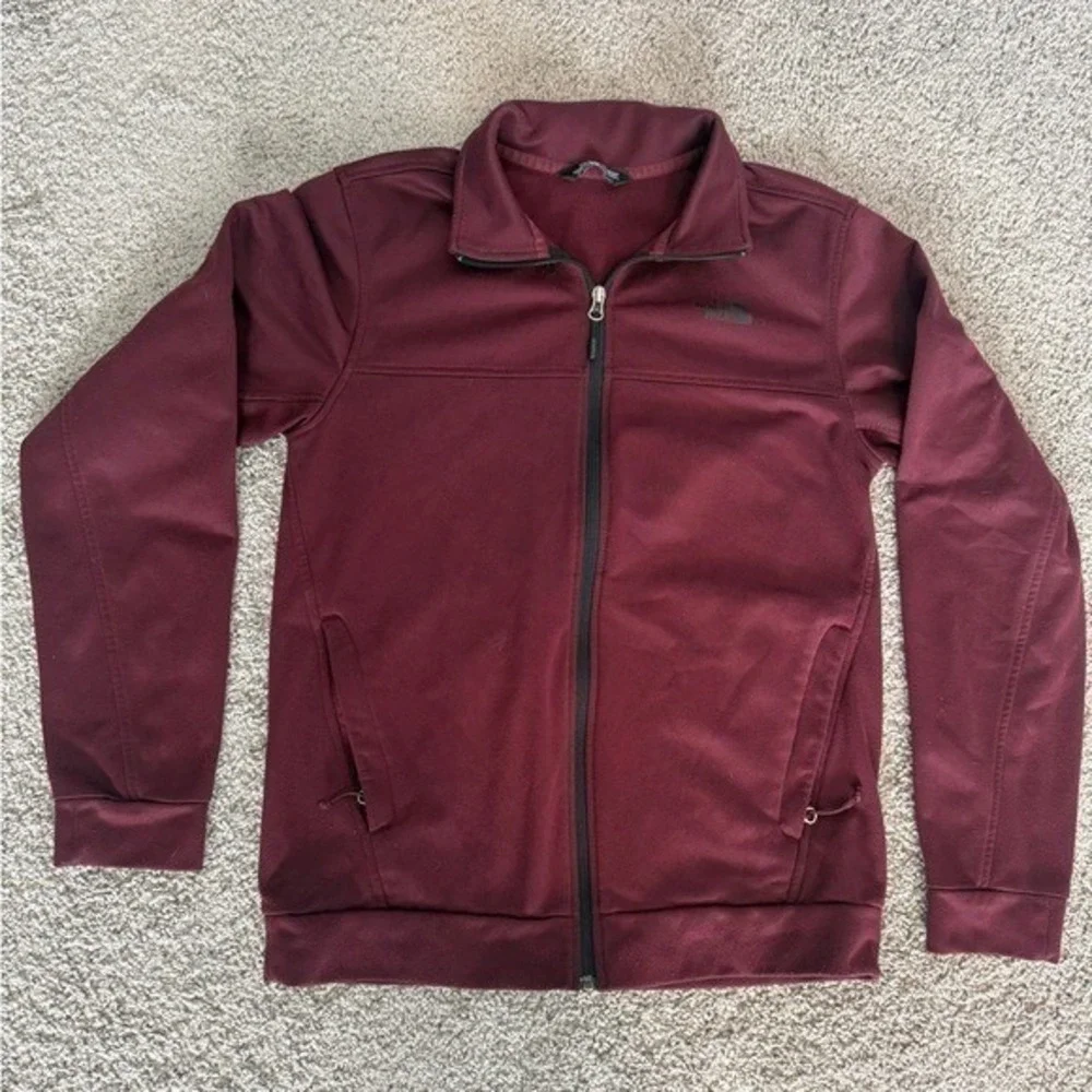 The North Face Mens Burgundy Full Zip Track Jacket Fleece Lined Size ‎ Small
